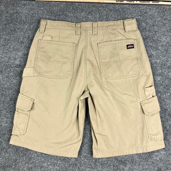 Dickies Cargo Shorts Mens 32 Khaki Utility Workwear Carpenter Outdoor Stained - Picture 8 of 9